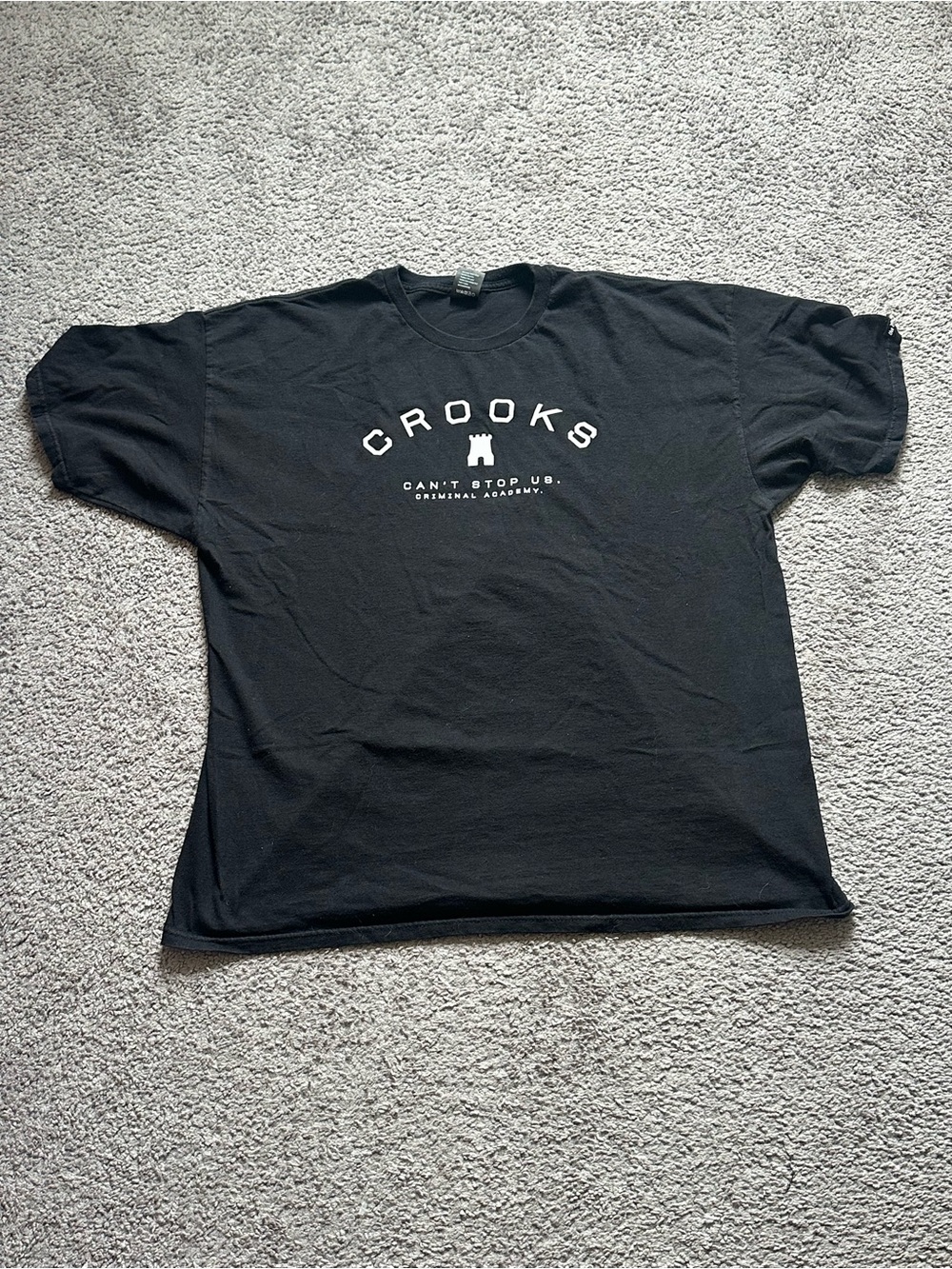 Crooks & Castles Mens Black Graphic Logo Tee Crew Neck Short Slv 2XL